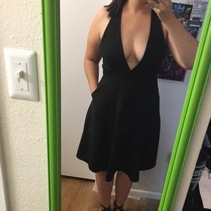 Low V Neck Cocktail dress WITH POCKETS